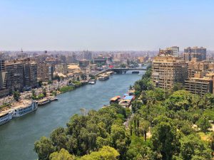 amalek District (Right) Agouza District (Left) Nile River Cairo, Egypt.